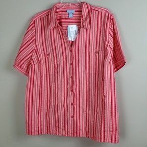 Liz & Me Short Sleeve Button Down Top - Size 3X